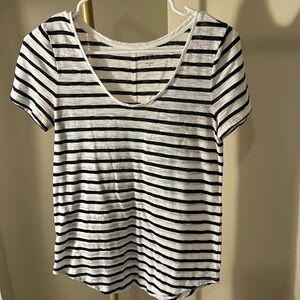 Loft white and black stripe t shirt. Gently worn. Size XS.